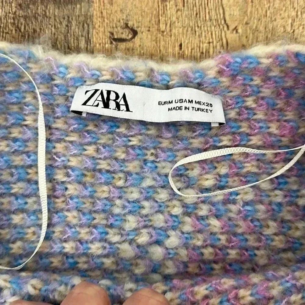 Zara Colorful Poncho Sweater Women’s Sz M - Picture 6 of 9